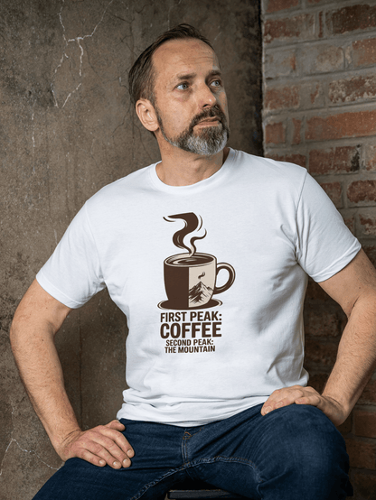 "First Peak: Coffee" Premium T-Shirt