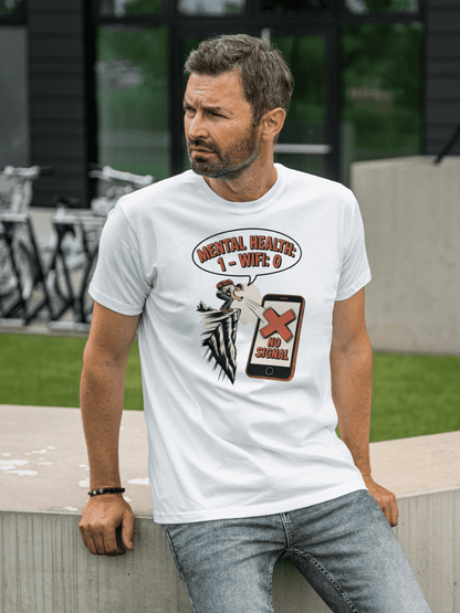 "Mental Health: 1 - WIFI: 0" Premium T-Shirt