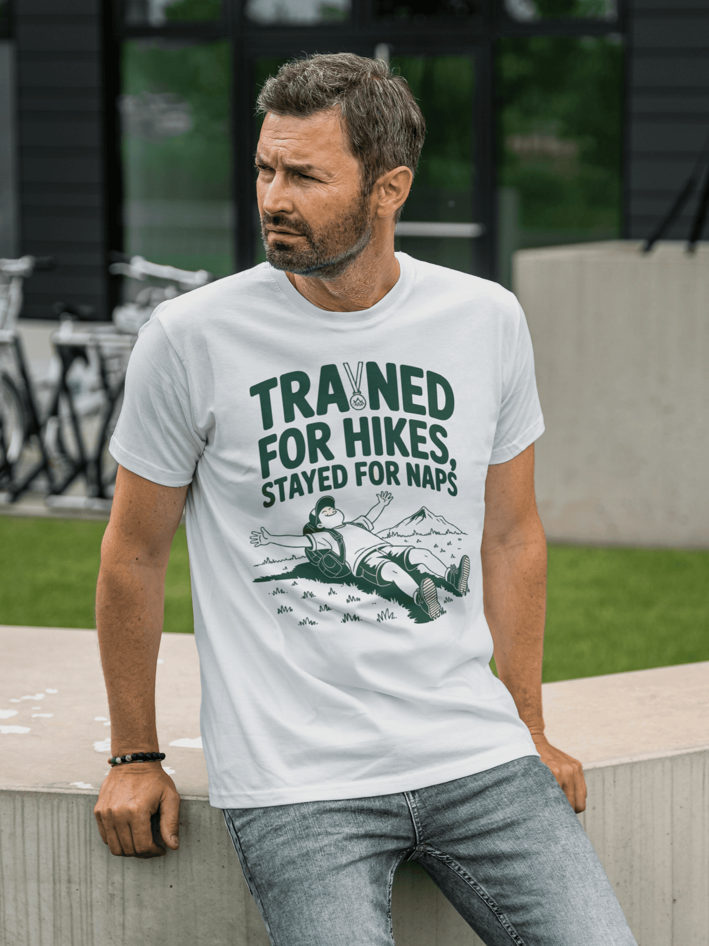 "Trained for hikes, stayed for Naps" Premium T-Shirt
